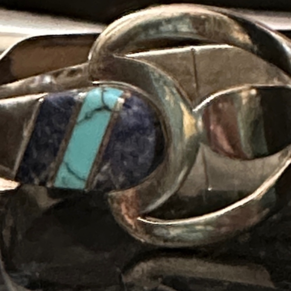 Taxco Sterling Silver Multi-Stone Clamper Bracelet 57.1 Grams 1950-1970’s - Picture 7 of 9